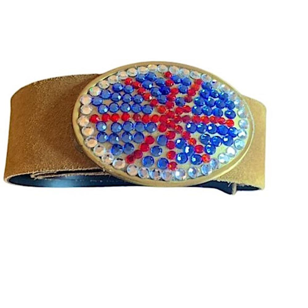 Patriotic Crystal Boho Belt Buckle RedWhite/Blue
